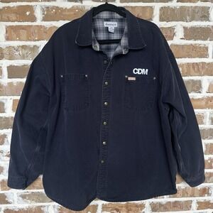 Carhartt Shirt Jacket Men's 2XL Navy Blue Canvas Flannel Lined CDM Logo Company